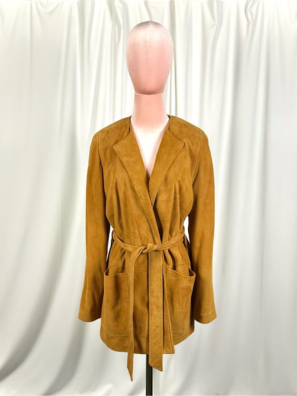 Vintage Danier Couture Cognac Suede Leather Belted Jacket S/M